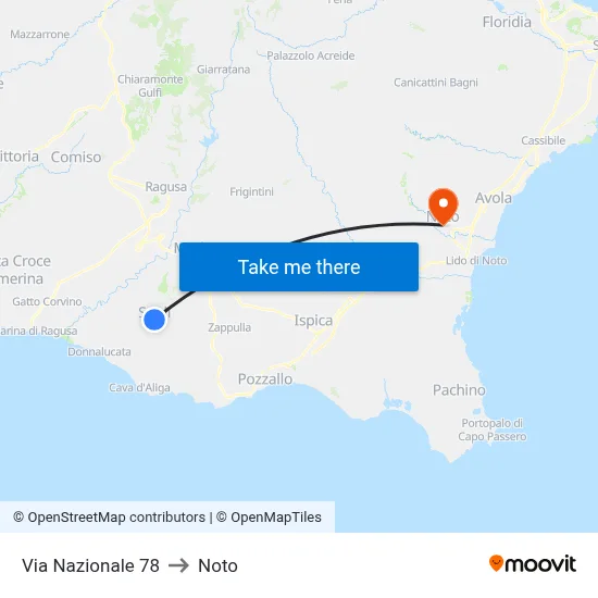 78 National Street to Noto map