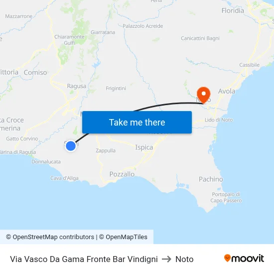 Via Vasco Da Gama Opposite Vindigni Bar to Noto map