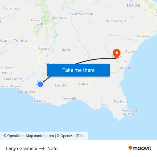Gramsci Square to Noto map