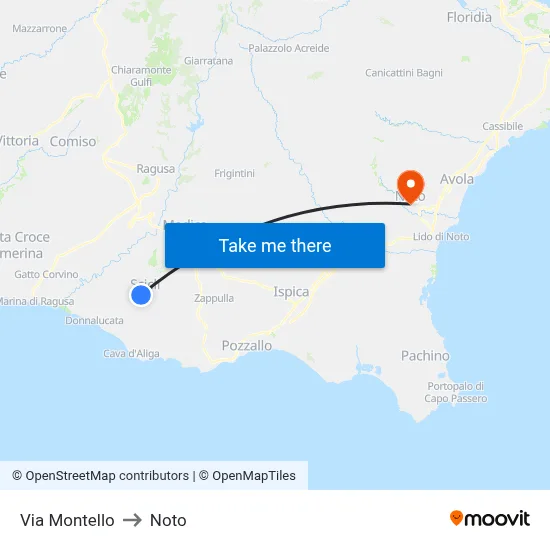 Montello Street to Noto map