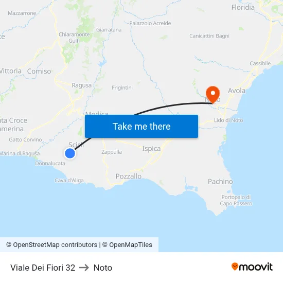Viale Dei Fiori 32 to Noto map