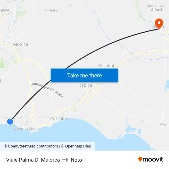 Majorca Palm Avenue to Noto map