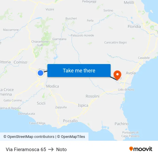 Via Fieramosca 65 to Noto map