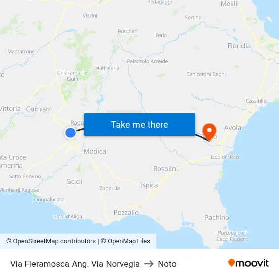 Via Fieramosca Corner Via Norvegia to Noto map