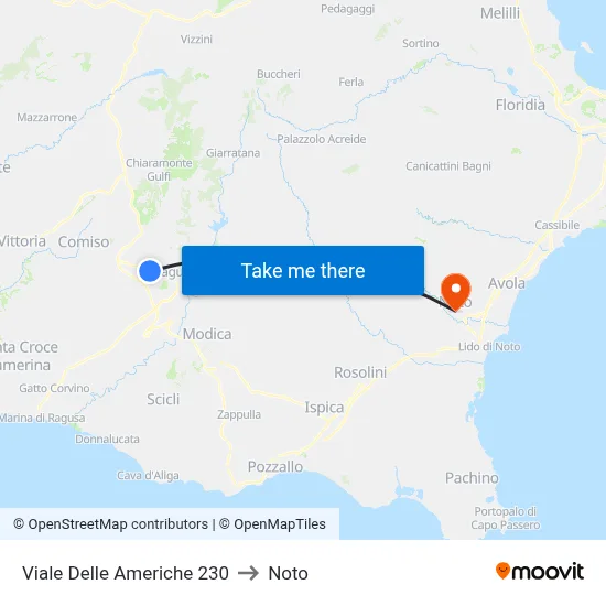 Americas Avenue 230 to Noto map