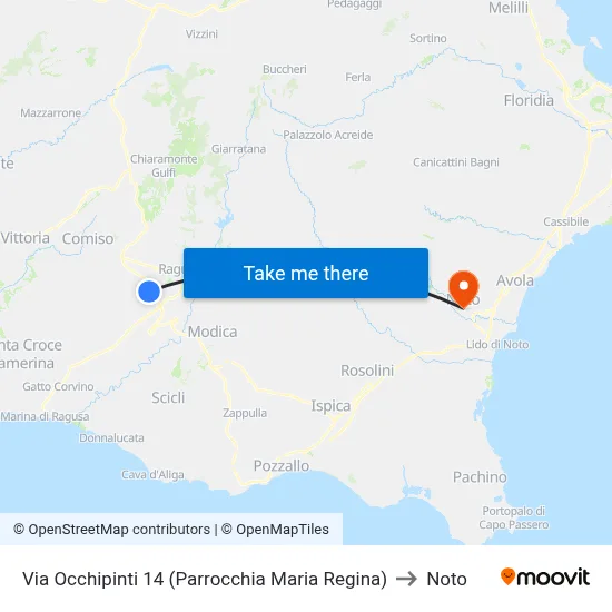 Via Occhipinti 14 (Maria Regina Parish) to Noto map