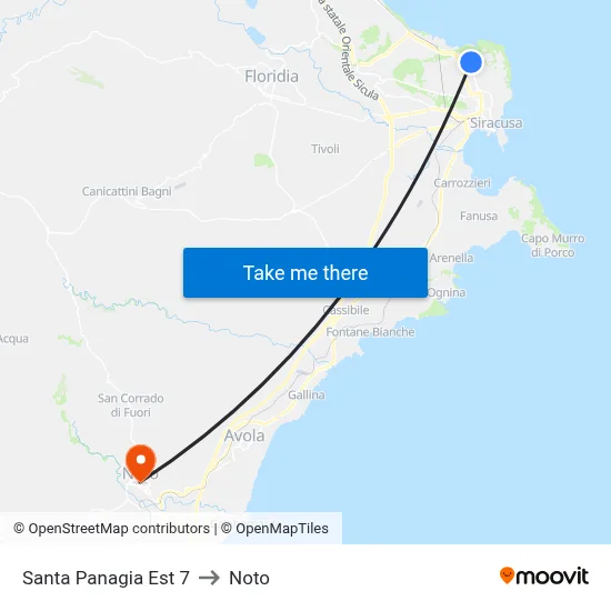 Santa Panagia East 7 to Noto map