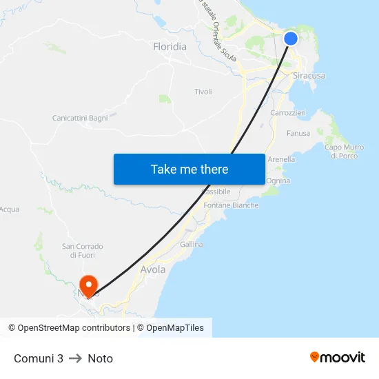 Comuni 3 to Noto map