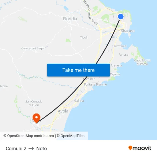 Comuni 2 to Noto map