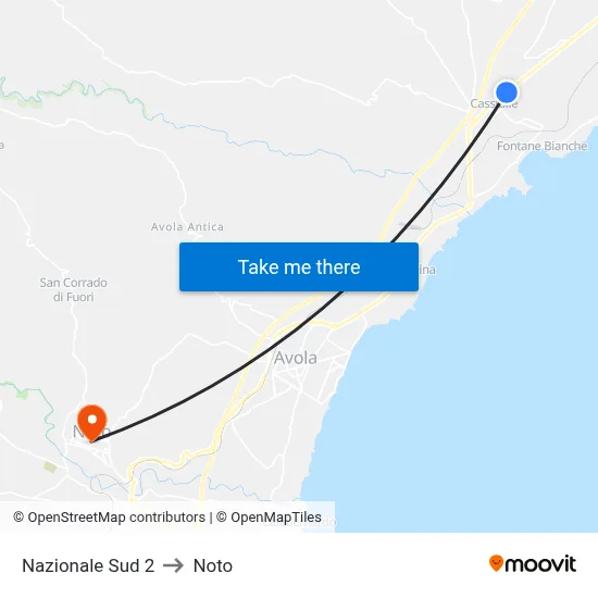 National South 2 to Noto map