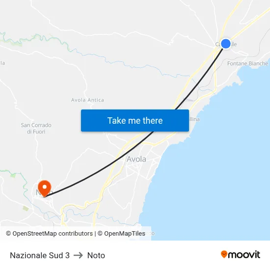 National South 3 to Noto map
