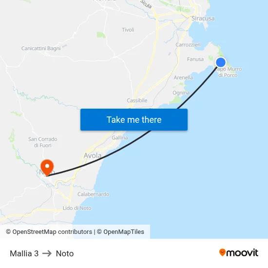 Mallia 3 to Noto map