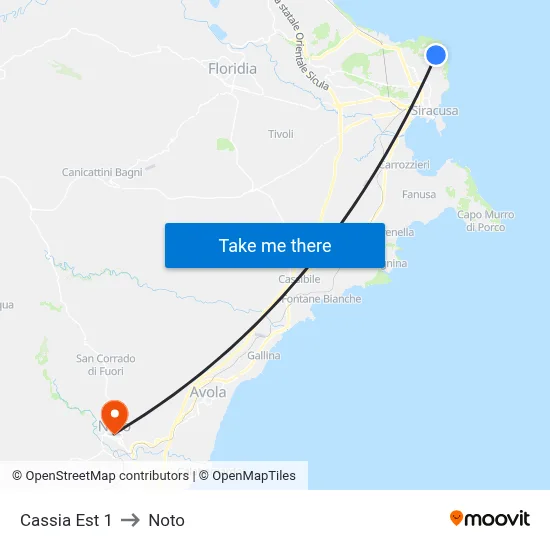 East Cassia 1 to Noto map