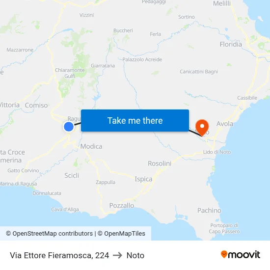 Via Ettore Fieramosca, 224 to Noto map