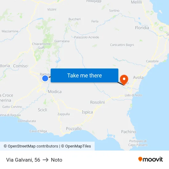 Galvani Street, 56 to Noto map