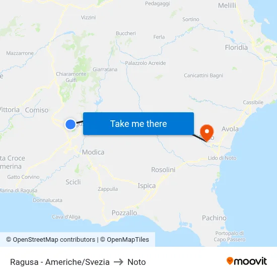 Ragusa - Americhe/Svezia to Noto map
