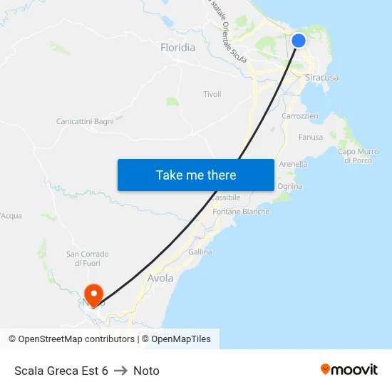Scala Greca East 6 to Noto map