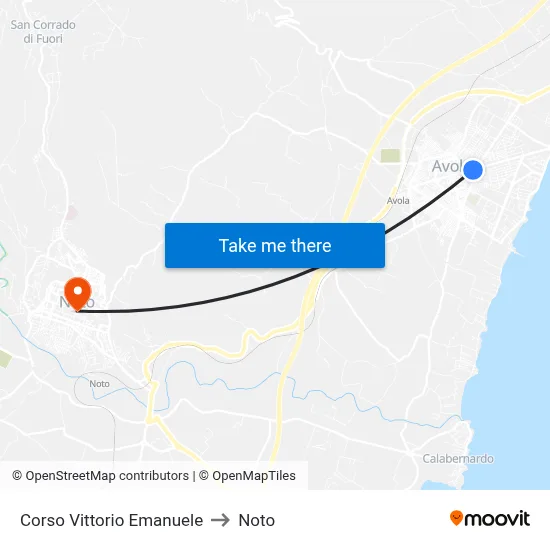 Vittorio Emanuele Course to Noto map