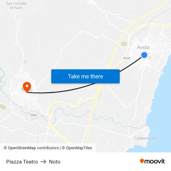 Theater Square to Noto map