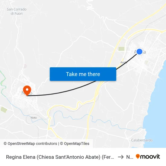 Regina Elena (Saint Anthony Abbot Church) (Unmarked Stop) (Avola) to Noto map