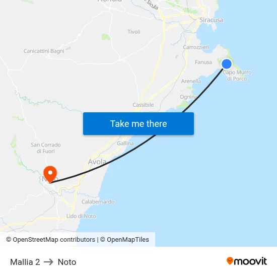 Mallia 2 to Noto map