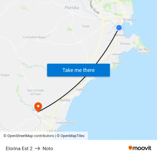 Elorina East 2 to Noto map