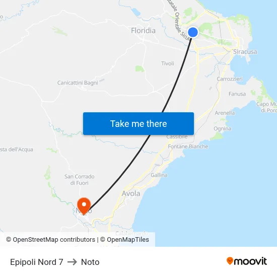 Epipoli North 7 to Noto map