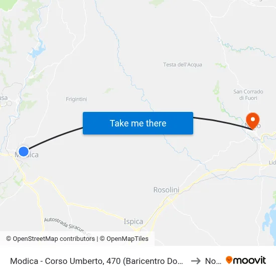 Modica - Corso Umberto, 470 (Don Cafe Center) to Noto map