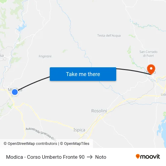 Modica - Umberto Course Opposite 90 to Noto map