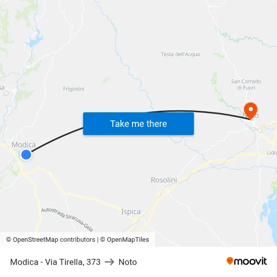 Modica - Via Tirella, 373 to Noto map