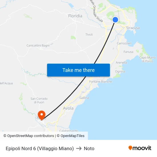 North Epipoli 6 (Miano Village) to Noto map