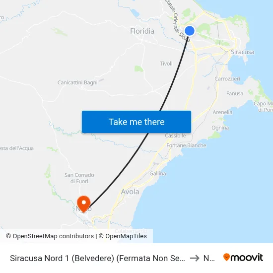 North Siracusa 1 (Belvedere) (Unmarked Stop) to Noto map