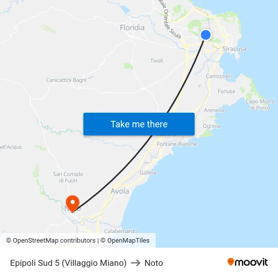 Epipoli South 5 (Miano Village) to Noto map