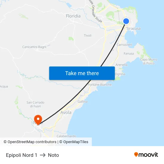 Epipoli North 1 to Noto map