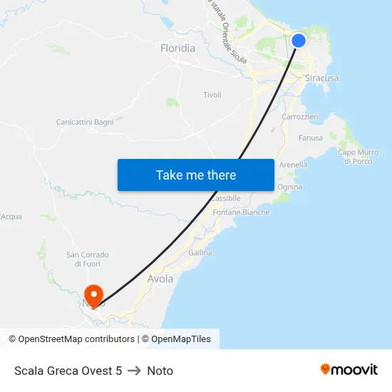 Scala Greca West 5 to Noto map