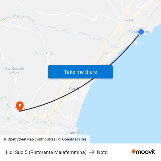 South Lidi 5 (Malafemmina Restaurant) to Noto map