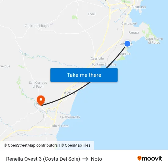 Renella West 3 (Costa Del Sole) to Noto map