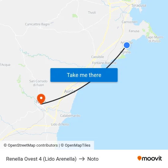 West Arenella 4 (Arenella Beach) to Noto map