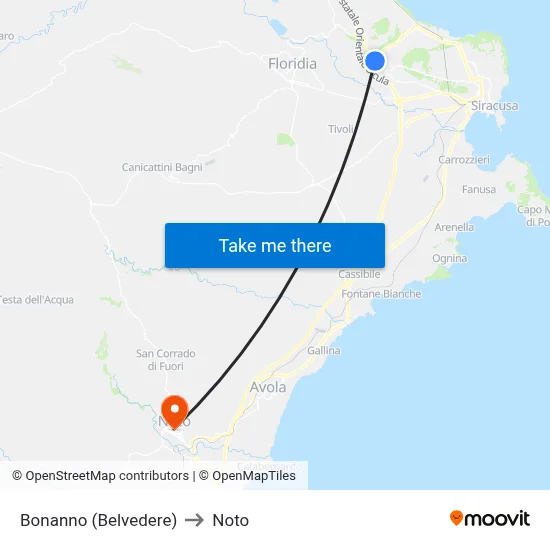 Bonanno (Belvedere) to Noto map