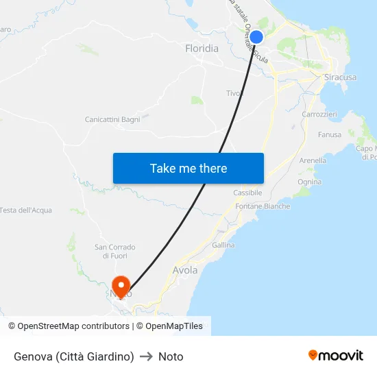 Genova (Garden City) to Noto map