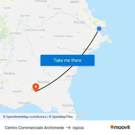 Archimede Shopping Center to Ispica map