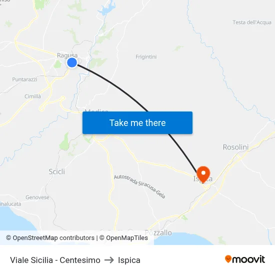 Viale Sicilia - Centesimo to Ispica map