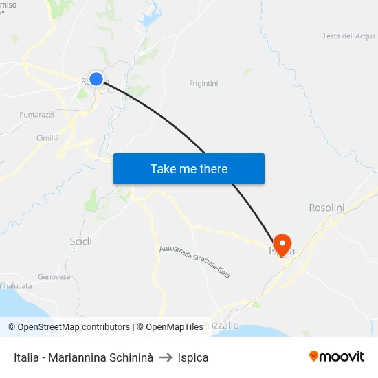 Italia - Mariannina Schininà to Ispica map