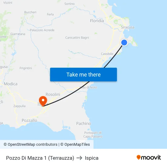 Pozzo Di Mazza 1 (Terrauzza) to Ispica map