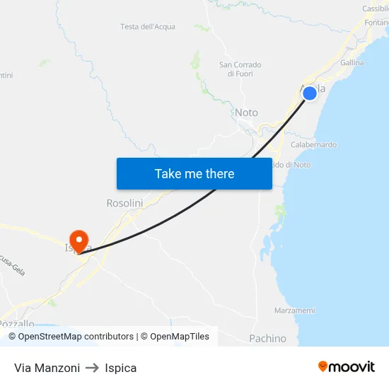 Via Manzoni to Ispica map