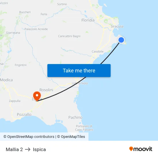 Mallia 2 to Ispica map