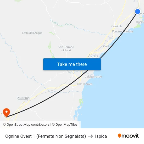 Ognina Ovest 1 (Fermata Non Segnalata) to Ispica map