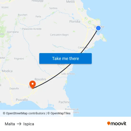 Malta to Ispica map