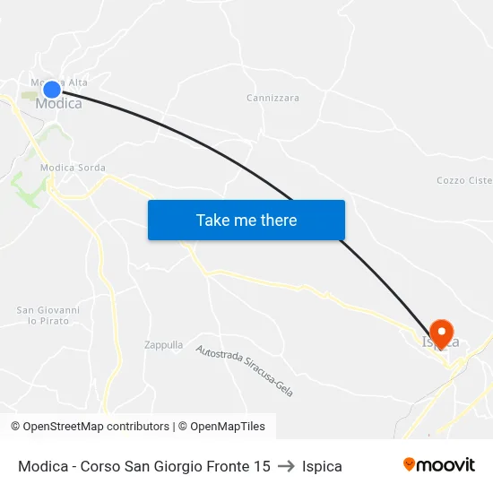 Modica - Corso San Giorgio Opposite 15 to Ispica map