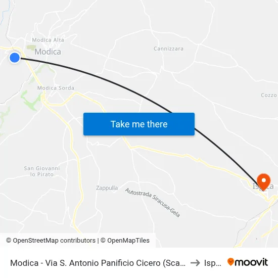Modica - St. Antonio Street Cicero Bakery (Scardacucco) to Ispica map